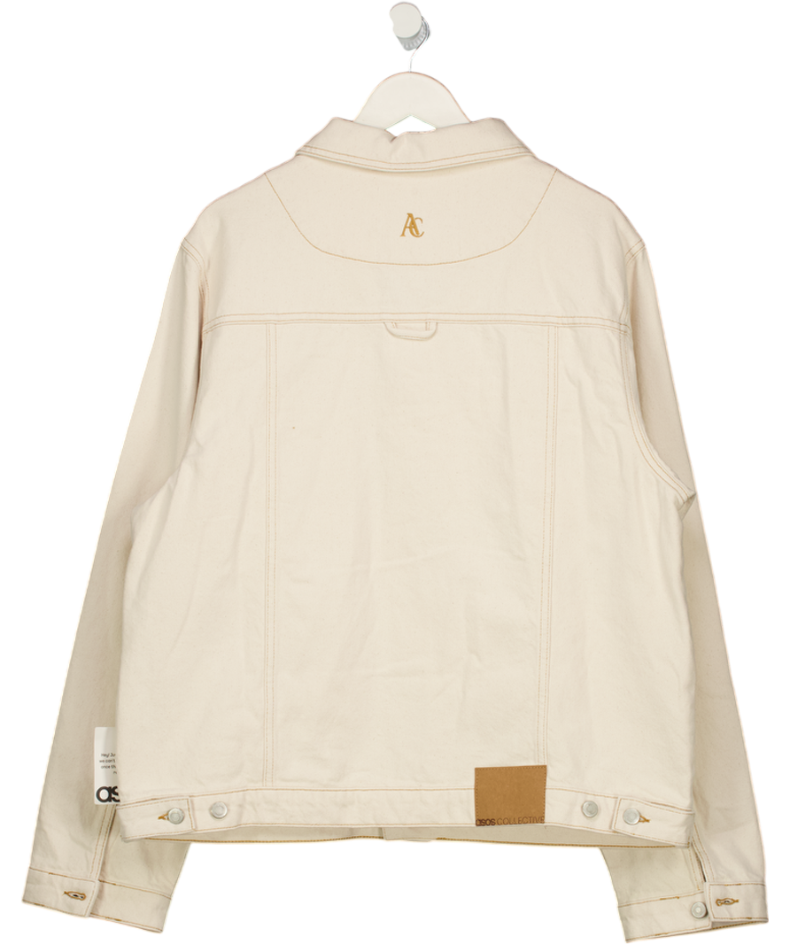 ASOS Cream Contrast Stitch Classic Fit Denim Jacket UK L