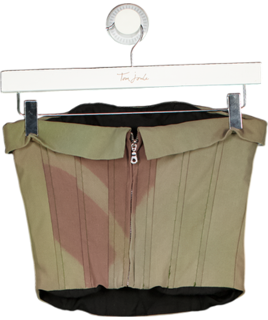 With Jean Green Mesh Boned Abstracted Print Corset UK XS