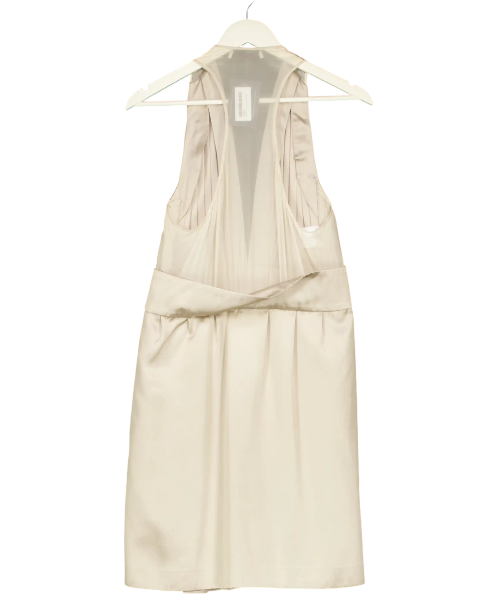 Stella McCartney Grey Pleated Silk-blend Plunge Halter Dress  It 42 UK 10