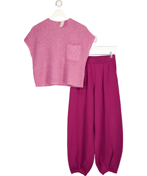 FREE PEOPLE 2-piece Raspberry Pink Freya Knit Loungewear UK S