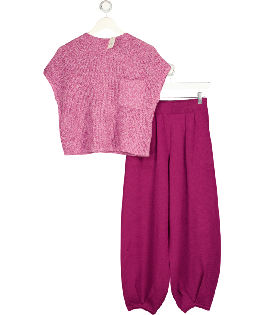 FREE PEOPLE 2-piece Raspberry Pink Freya Knit Loungewear UK S