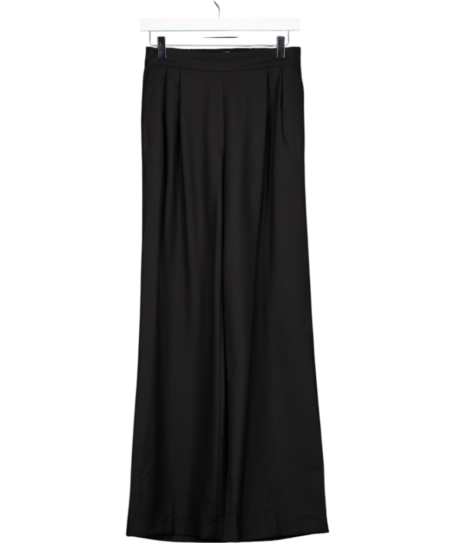 SUNSPEL Black Fine 100% Wool Pleated Straight Leg Trousers UK XS