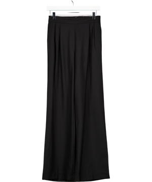 SUNSPEL Black Fine 100% Wool Pleated Straight Leg Trousers UK XS