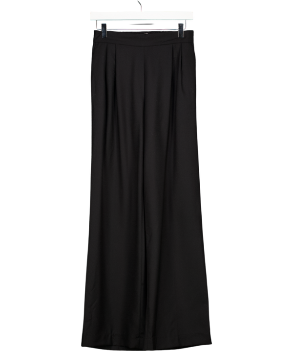 SUNSPEL Black Fine 100% Wool Pleated Straight Leg Trousers UK XS