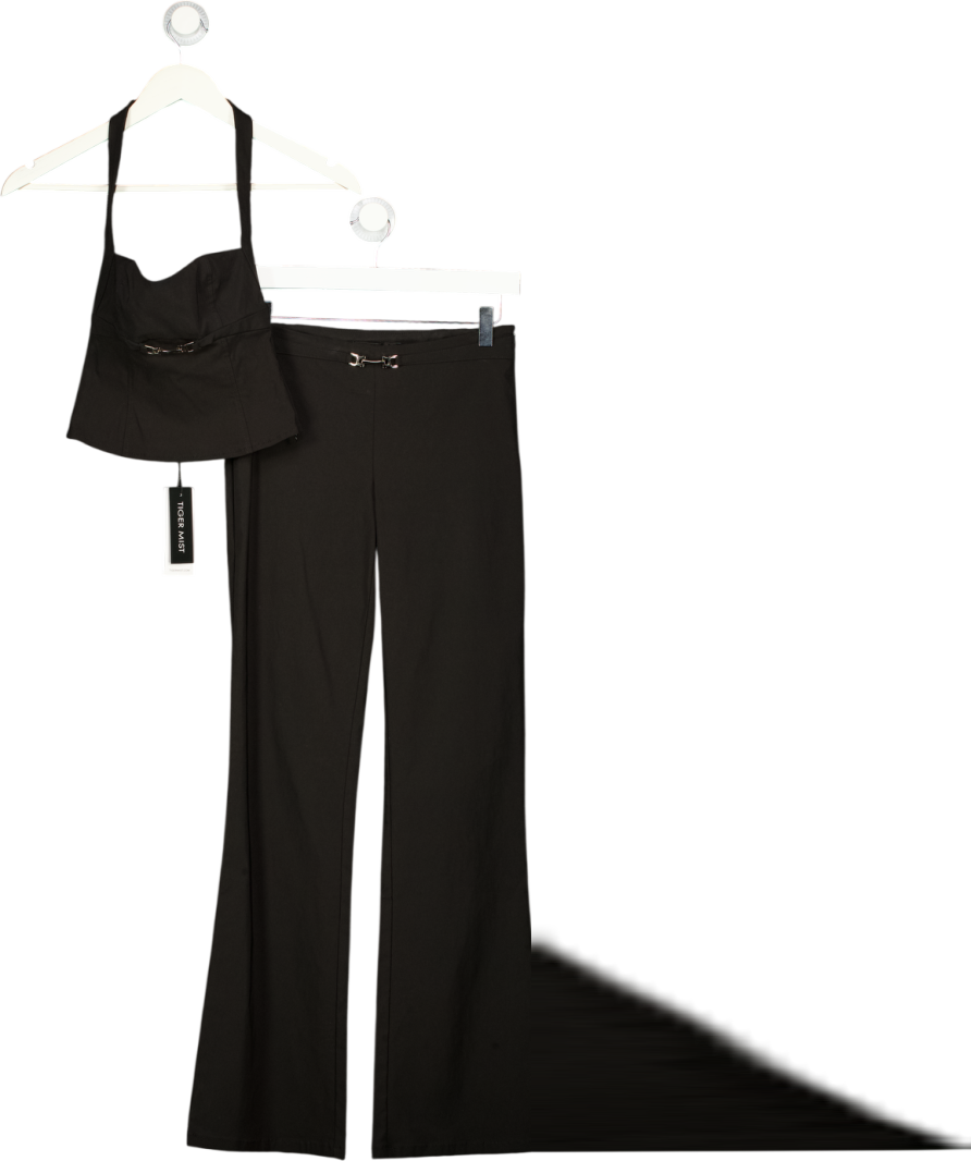 TIGER MIST 2-piece Black Kittie Stretch Buckle Detail Top And Trouser Set UK S