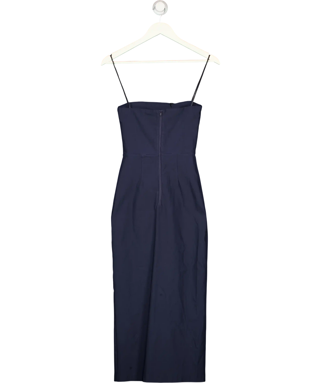 Vesper Blue Strappy Midi Dress With Thigh Split In Navy UK 6
