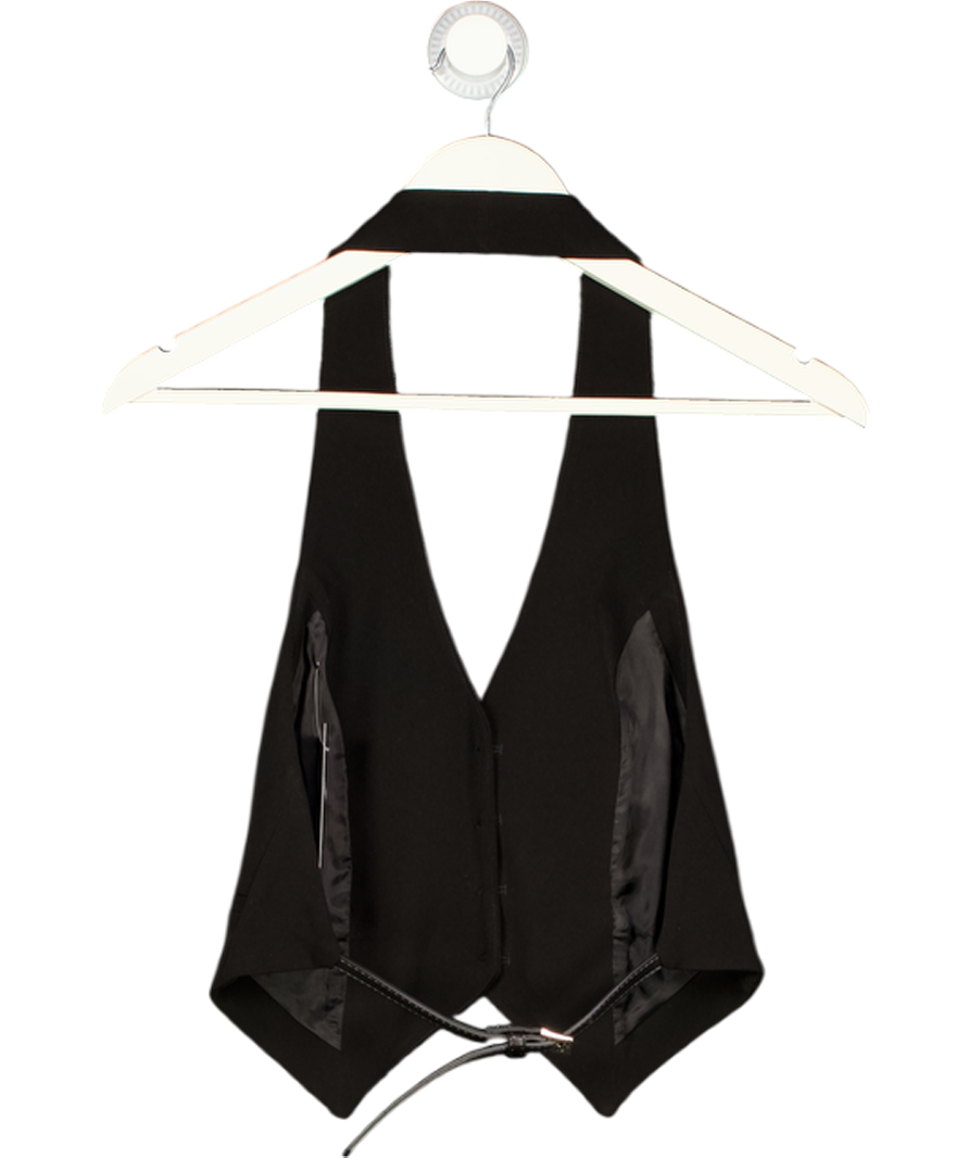 COURTNEY ZHENG Black Belt Back Waistcoat Top Sz3 UK S/M