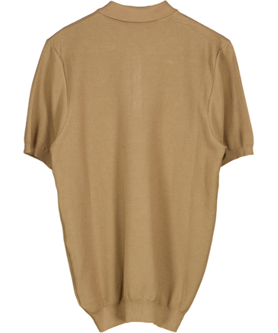SUNSPEL Brown Cotton Knit Polo Shirt UK M