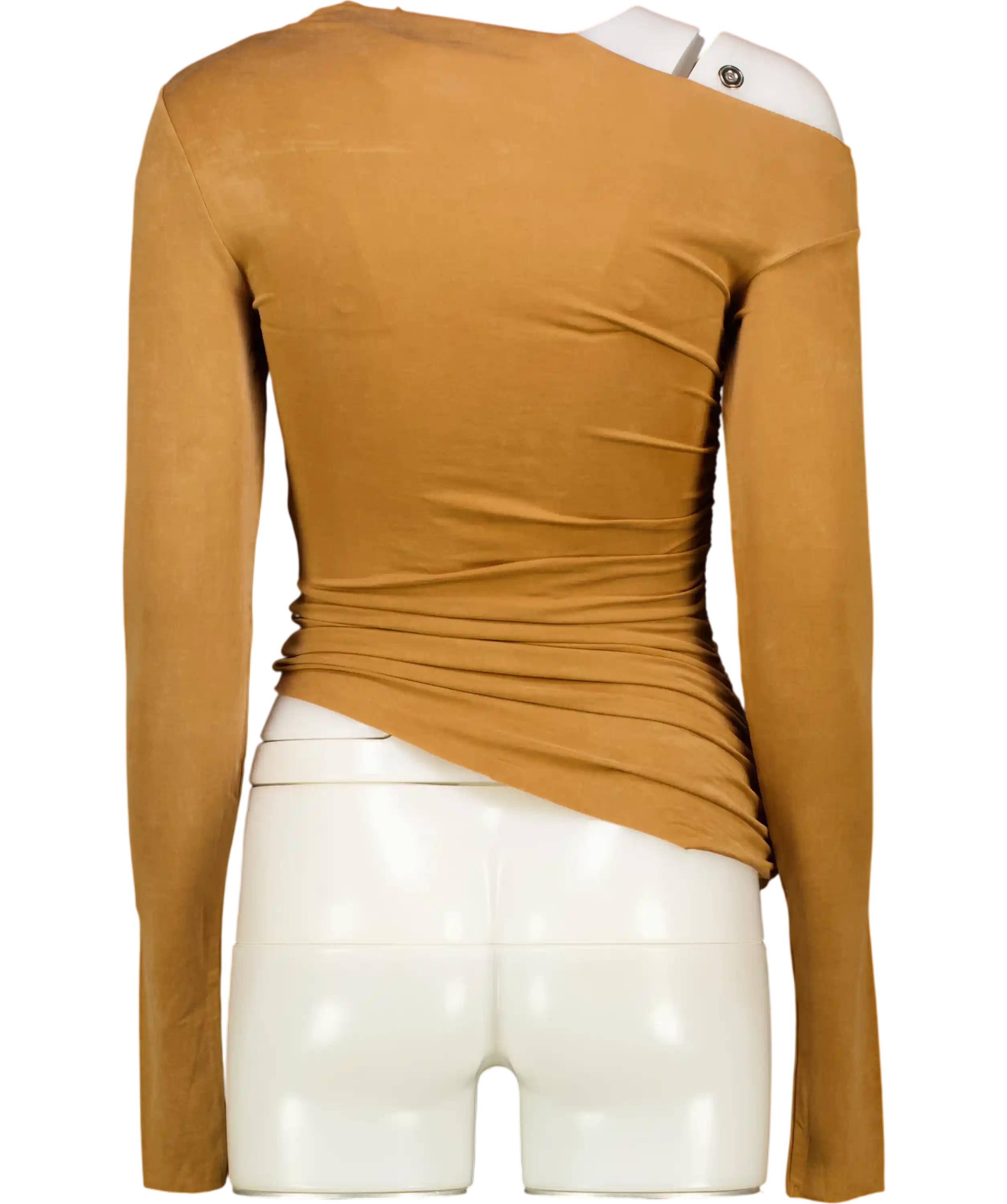 SKIMS Almond Brown Cupro Jersey Asymmetrical Top UK XS