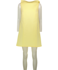 ASOS DESIGN Yellow High Slash Neck Mini Dress With Trim Back Detail In Buttermilk Scuba-style Fabric UK 14
