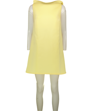 ASOS DESIGN Yellow High Slash Neck Mini Dress With Trim Back Detail In Buttermilk Scuba-style Fabric UK 14
