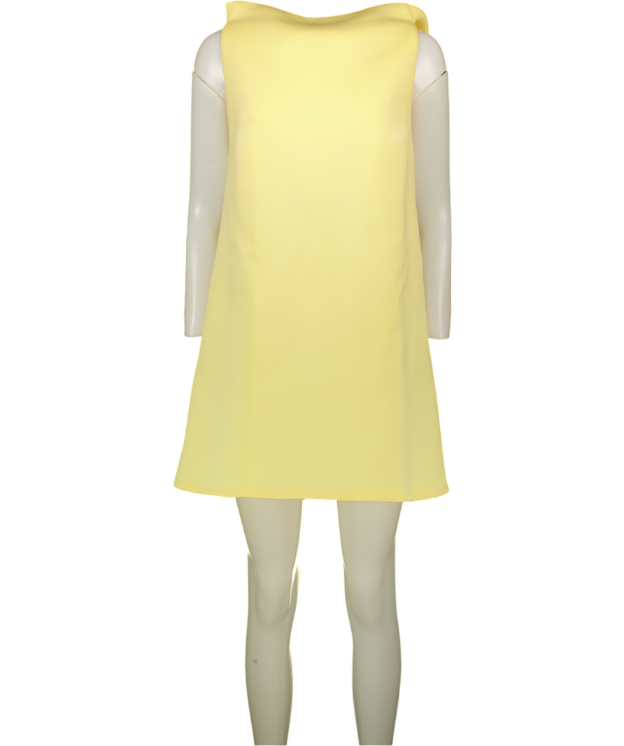 ASOS DESIGN Yellow High Slash Neck Mini Dress With Trim Back Detail In Buttermilk Scuba-style Fabric UK 14