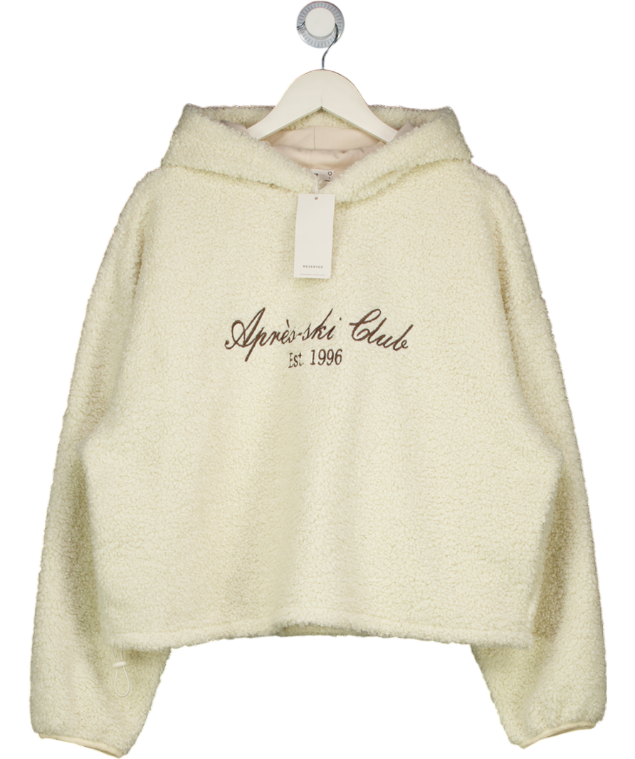 RESERVED Cream Apres Ski Borg Hoodie UK L