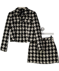River Island Black Olivia Attwood Boucle Dogtooth Jacket (uk10) And Mini Skirt (uk8) Set UK S