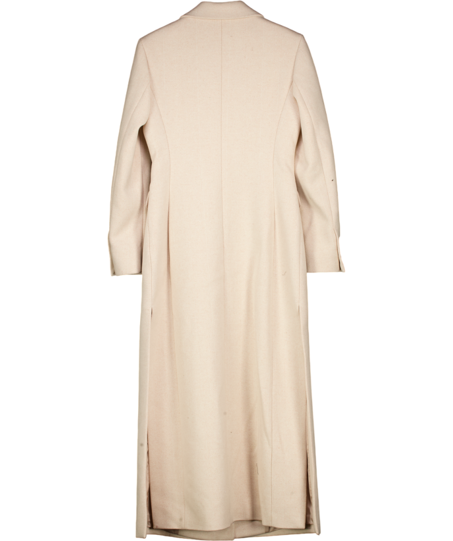 Karen Millen Cream Double Breated Herringbone Wool Coat UK 8