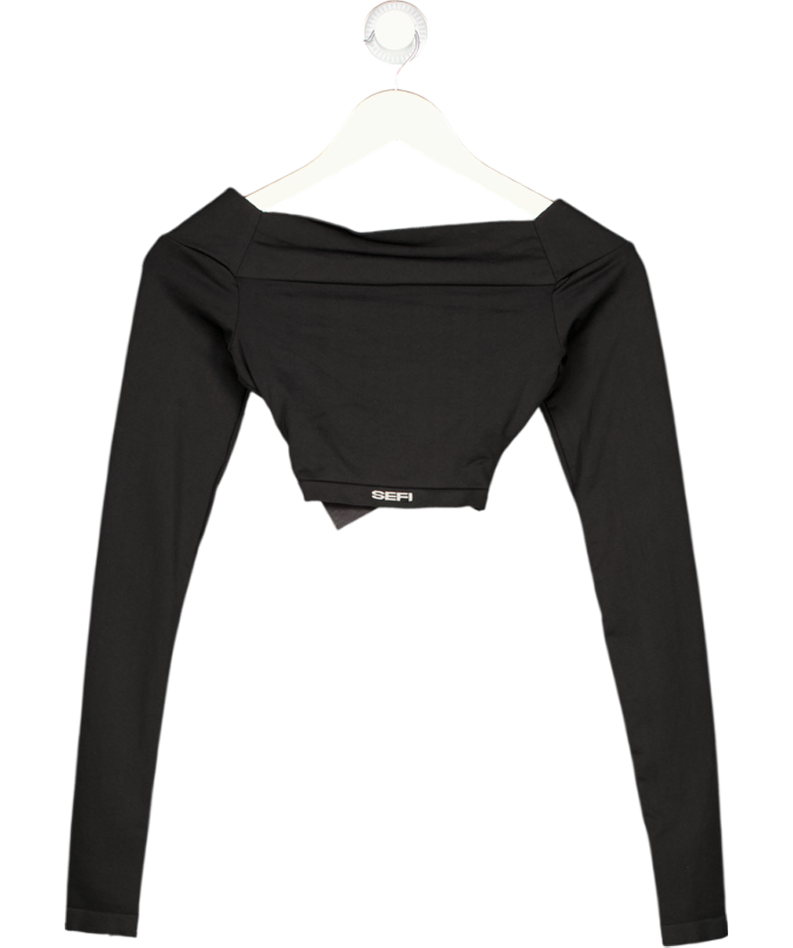 Sefi Black Cropped Long Sleeve Top UK XS