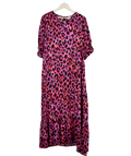SCAMP & DUDE Pink Mix Satin Shirred Back & Sleeve Midi Tea Dress UK 22