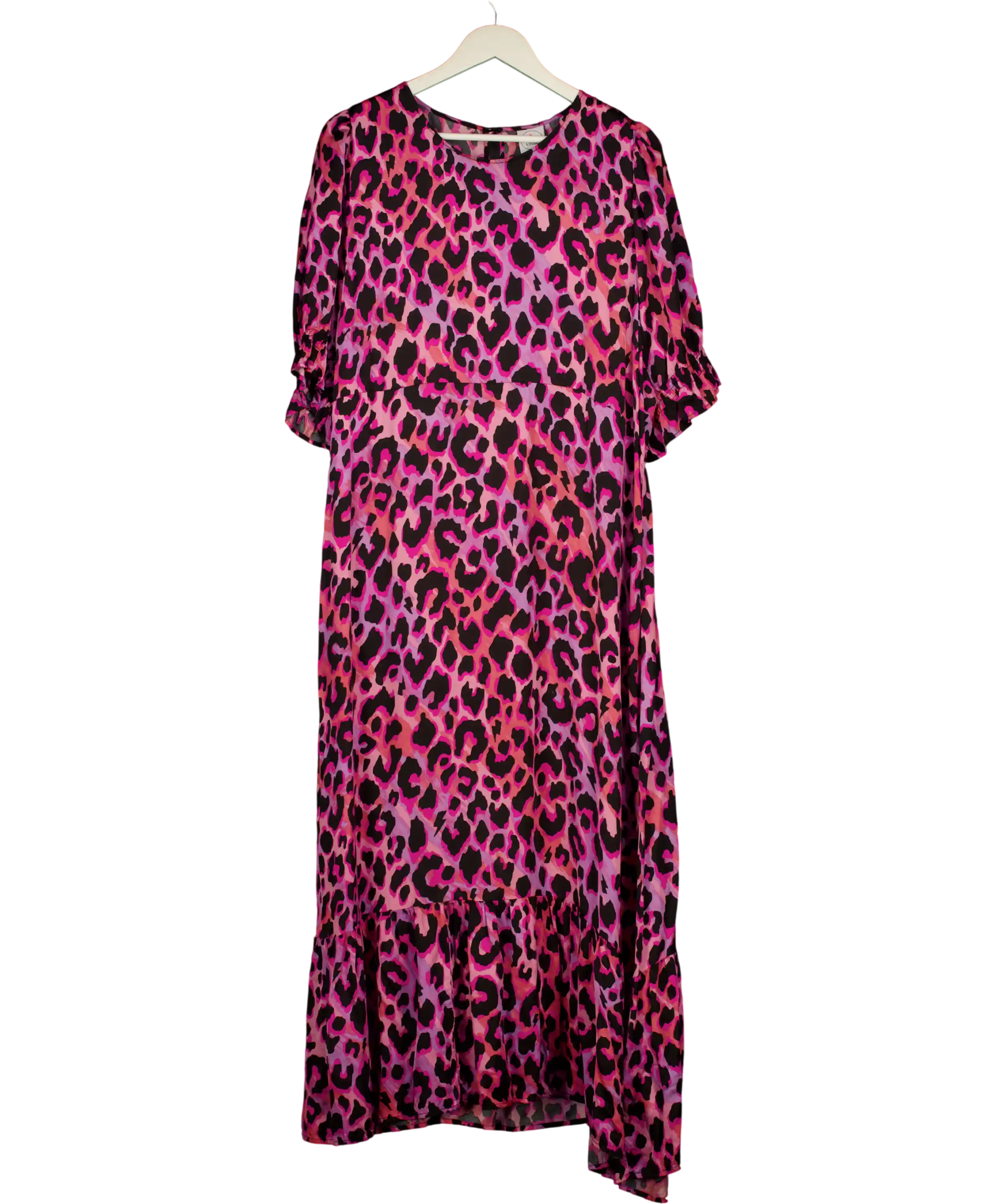 SCAMP & DUDE Pink Mix Satin Shirred Back & Sleeve Midi Tea Dress UK 22