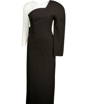 JACQUEMUS Black La Robe Pablo One-shoulder Crêpe Gown Dress Fr36 UK 8