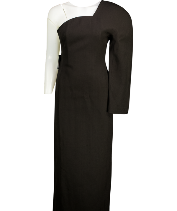JACQUEMUS Black La Robe Pablo One-shoulder Crêpe Gown Dress Fr36 UK 8