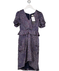 Whistles Blue 100% Silk Peplum Waist Midi Dress UK 8