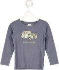 MINI A TURE  Blue Car Design Long Sleeve Top 3 Years
