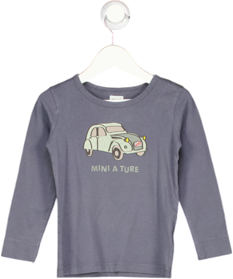MINI A TURE  Blue Car Design Long Sleeve Top 3 Years