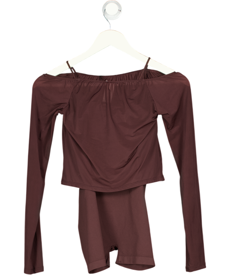 ZARA Brown Combined Tulle Short Playsuit UK XS/S