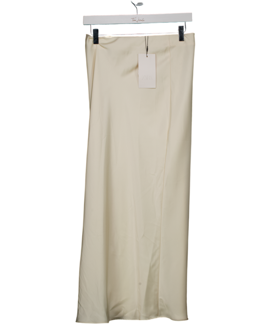 ZARA Cream Satin Midi Skirt UK S