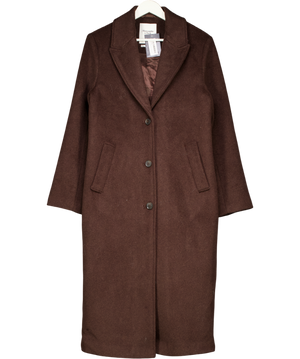 Abercrombie & Fitch Brown Wool Blend Tailored Coat - Tall Length UK M