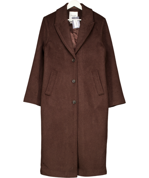 Abercrombie & Fitch Brown Wool Blend Tailored Coat - Tall Length UK M