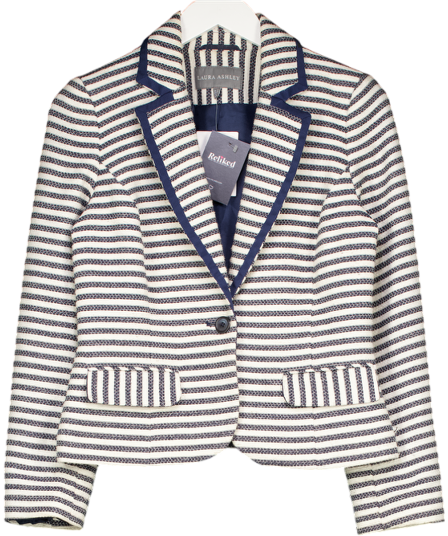 Laura Ashley White Woven Striped Blazer UK 10