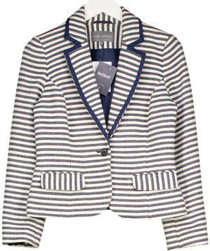 Laura Ashley White Woven Striped Blazer UK 10
