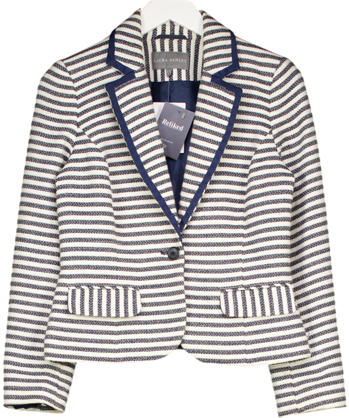 Laura Ashley White Woven Striped Blazer UK 10