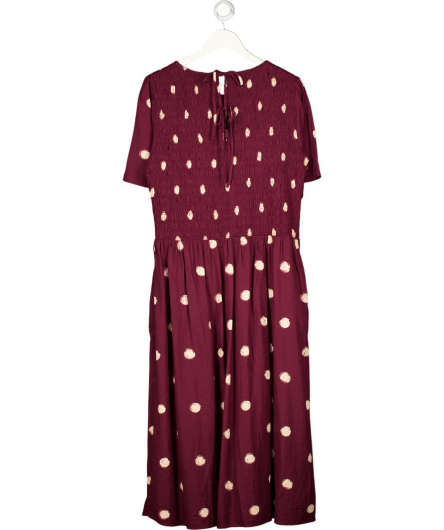 FATFACE Burgundy Red Spot Alice Midi Dress UK 16