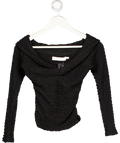 ASTR the Label Black Textured Knot Front Off The Shoulder Top UK XS