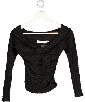 ASTR the Label Black Textured Knot Front Off The Shoulder Top UK XS