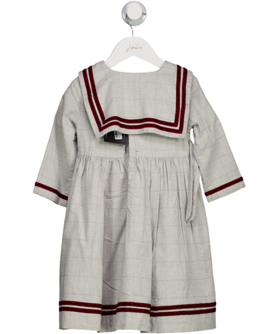 pepa london Grey Moreton Check Mariner Collar Velvet Detail Dress 5 Years