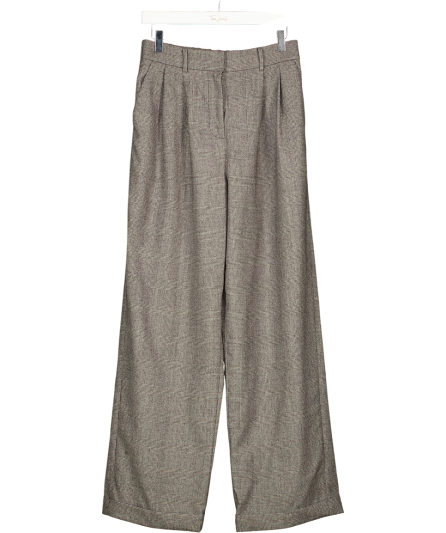 lilysilk Grey Wide Leg Wool-flannel Suit Trousers UK 8