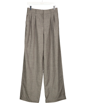 lilysilk Grey Wide Leg Wool-flannel Suit Trousers UK 8