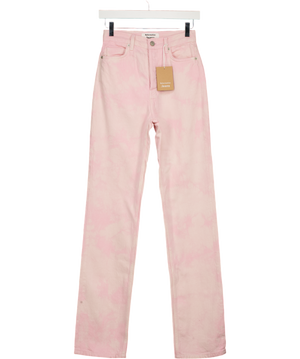 REFORMATION Cynthia Spiral High Rise Straight Long Jeans Pink Tie Dye W23