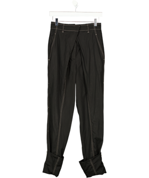 PROENZA SCHOULER Black Contrast Stitching Button Cuffed Trousers UK 4