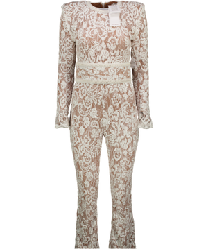 NADINE MERABI Bella White Lace Jumpsuit UK S/M