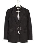 REBECCA VALLANCE Black Wash Denim Aviator Blazer UK 8