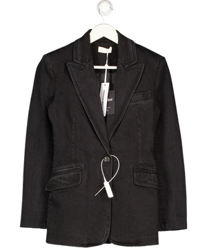REBECCA VALLANCE Black Wash Denim Aviator Blazer UK 8