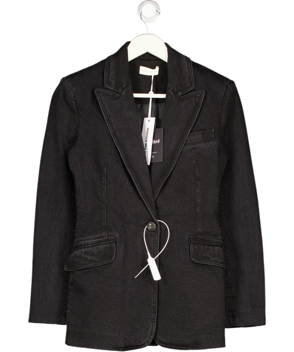 REBECCA VALLANCE Black Wash Denim Aviator Blazer UK 8