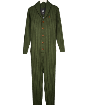ONEPIECE Green Cableknit Onepiece Onesie UK S