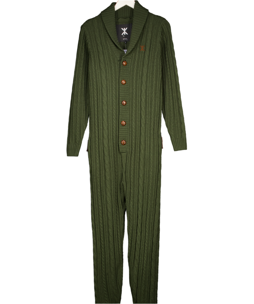 ONEPIECE Green Cableknit Onepiece Onesie UK S