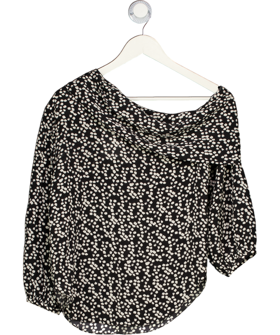 SALONI Black Silk Spotted cowl neck top UK 8