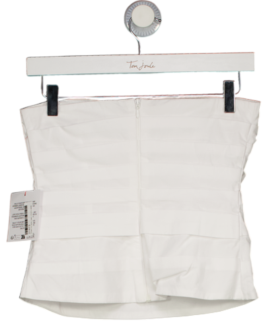 TOPSHOP White Pleated 100% Cotton Bandeau Top UK 6